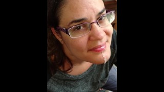 Quick front porch blowjob and cum swallow...