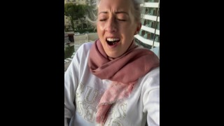 Fingered to orgasm on Mallorca public in the hotel balcony!